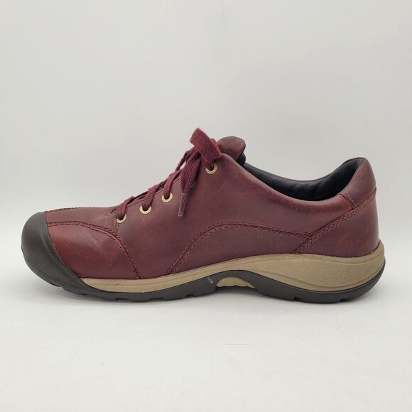 Keen Presidio II Women's 9.5 Red Burgundy Leather Shoes Casual Lace Up Walking - Picture 3 of 14